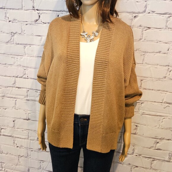 BANANA REPUBLIC,  open front chunky cotton cardigan in iced latte beige - Picture 5 of 11